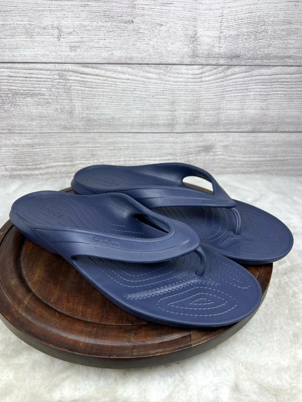 Crocs Kadee II Blue Flip Flops Thong Sandals Size Men's 13 Shoes Beach Vacation
